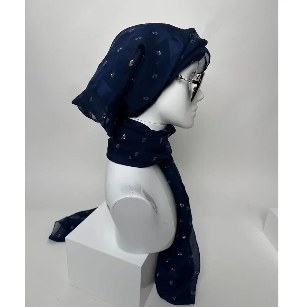 Christian Dior Blue Rare Metallic Flakes Large Shawl Scarf